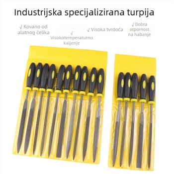 Set fajlova s dvobojnom plastičnom držačem, raznovrsni fajlovi, 10 komada, veličine 3x140 mm, 4x160 mm, 5x180 mm