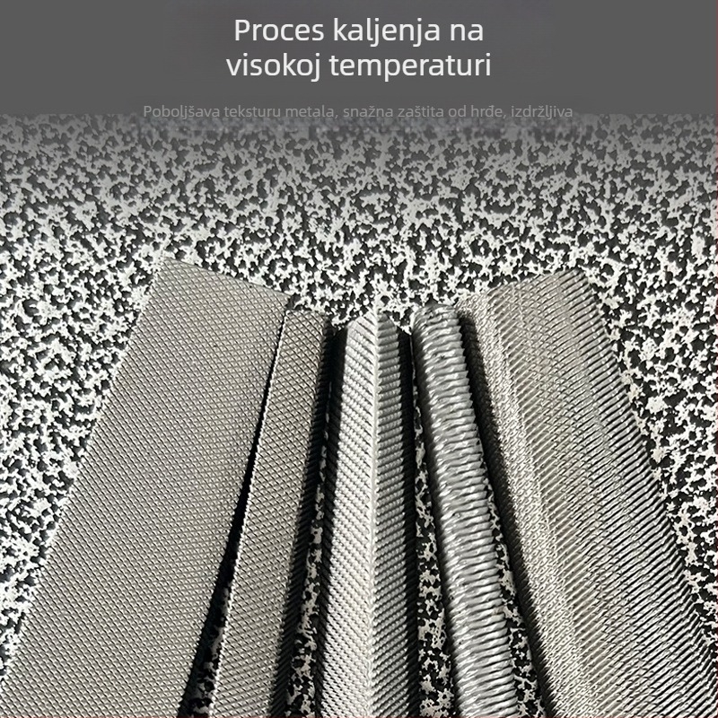 Set fajlova za metal i drvo: ravni, polukružni i trokutasti fajl, dvostrani rez, duljina 200 mm, s držalom