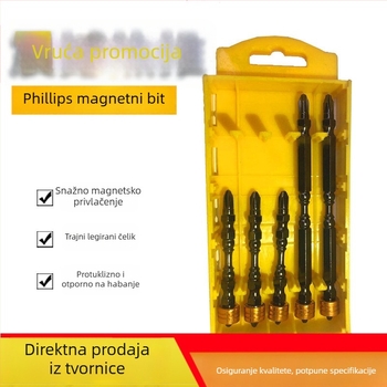 Magnetni Phillips bitovi za odvijač, set od 5 komada i 3 komada, S2 alatna čeli, šesterokutna drška, za ručnu bušilicu i električni odvijač, za vijke promjera 5 mm