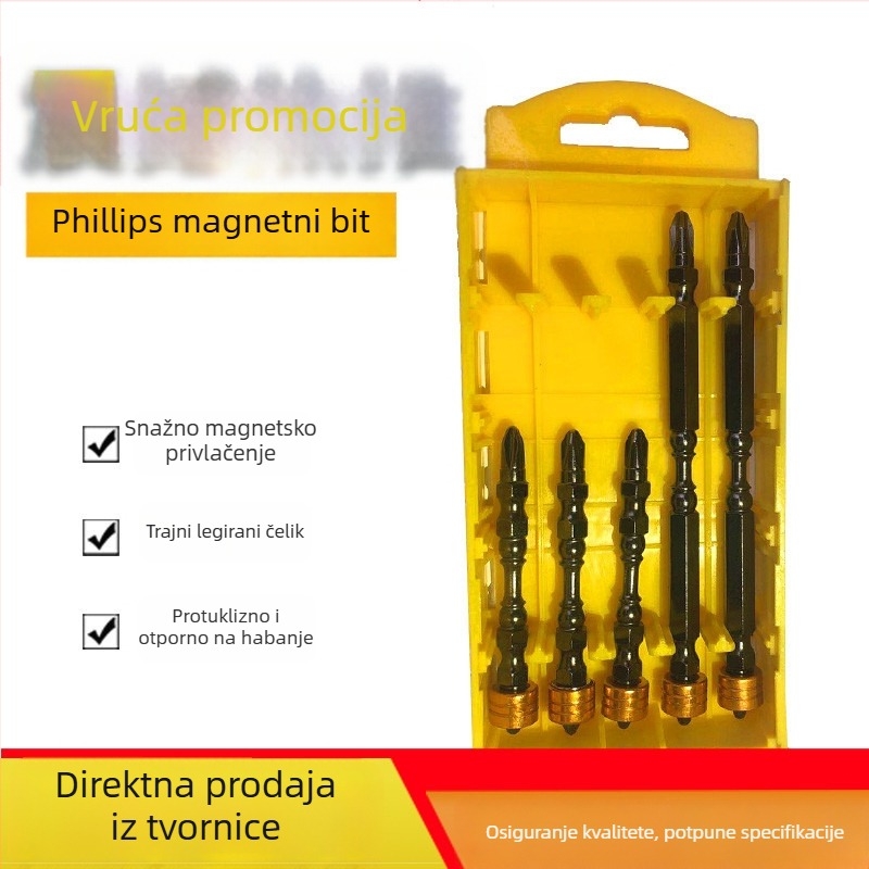 Magnetni Phillips bitovi za odvijač, set od 5 komada i 3 komada, S2 alatna čeli, šesterokutna drška, za ručnu bušilicu i električni odvijač, za vijke promjera 5 mm