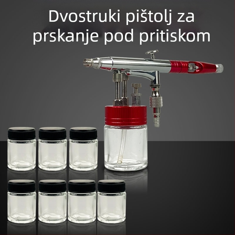 Spray pištolj za Gundam modele s kompresijskom pumpom, dvostruko djelovanje, tlačni donji spremnik, podesiv zrak, za guste tekućine