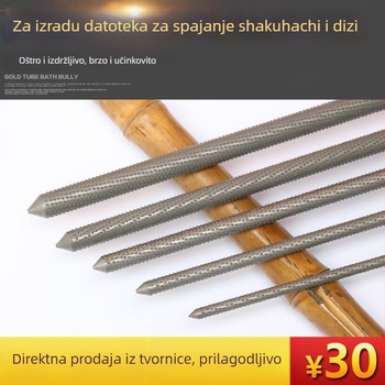 Set od dvije fajle za izradu flaute, duljina 1 m, okrugli čelični fajli za unutarnje šupljine bambusa i obradu drva