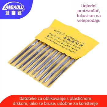 Set trokutastih pilnika od visokougljičnoga čelika s plastičnom držačem za ručno poliranje, protuklizni razni pilnici