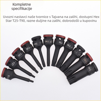 1/2 inčni pneumatski integrirani socket bit, 12,5 mm, Torx T25-T90