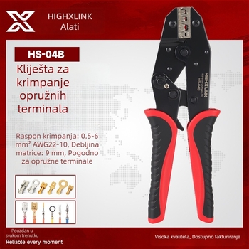 HS-0546B Pritiskne kliješte za terminale s oprugom za automobilsku kabelsku instalaciju, 0.5–6 mm², hidraulične, s terminalima 6.3/4.8/2.8 mm