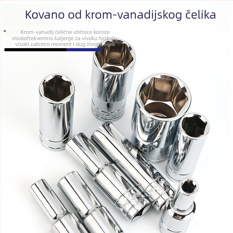 Prošireni nastavak za šesterokutno gnjezdo, 1/2-inčni pogon, krom-vanadijeva čelična, raspon 8–32 mm