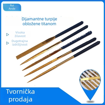 Dijamantni pilnik s titanovim premazom i elektroplatinirani legirani pilnik, 3×140, plosni, trokutični i kružni – set raznolikih pilnika