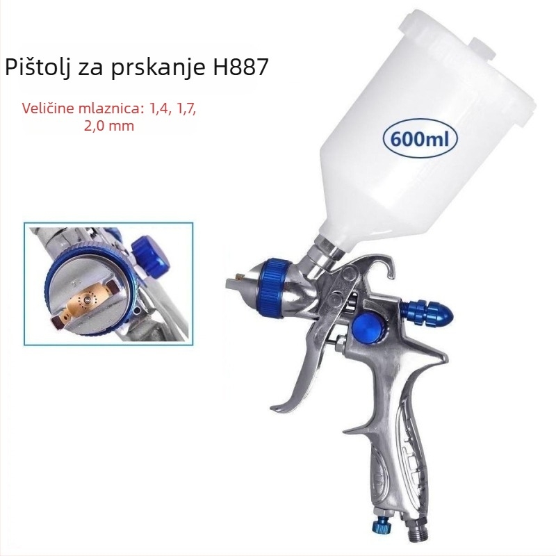 H887 pneumatski sprej pištolj za automobile, namještaj i strojeve — 15 otvora visoke atomizacije za temeljni premaz i završnu površinsku boju