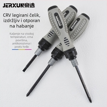 Teleskopski odvijač s ručnim mehanizmom, 2-u-1, dvostruka upotreba, ravna glava i Torx bit