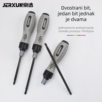 Teleskopski odvijač s ručnim mehanizmom, 2-u-1, dvostruka upotreba, ravna glava i Torx bit