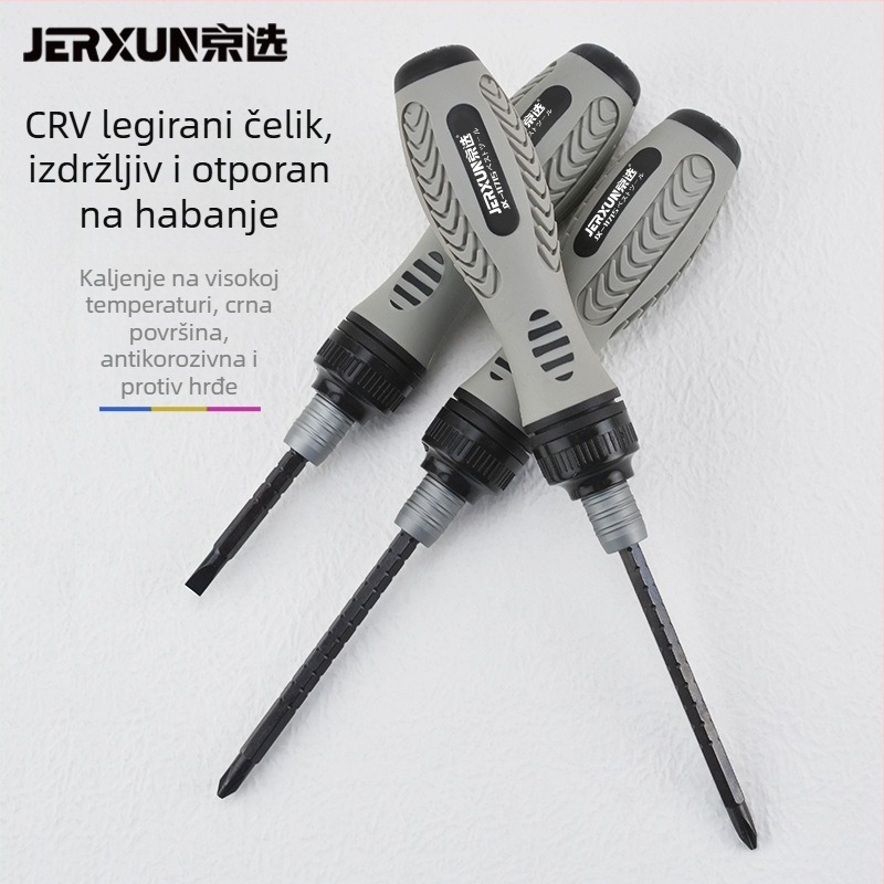 Teleskopski odvijač s ručnim mehanizmom, 2-u-1, dvostruka upotreba, ravna glava i Torx bit