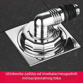 Posebni spoj za podni odvod perilice rublja, odvodna cijev, uređaj protiv mirisa i prije prelijevanja, 2-u-1 poklopac s tri izlaza