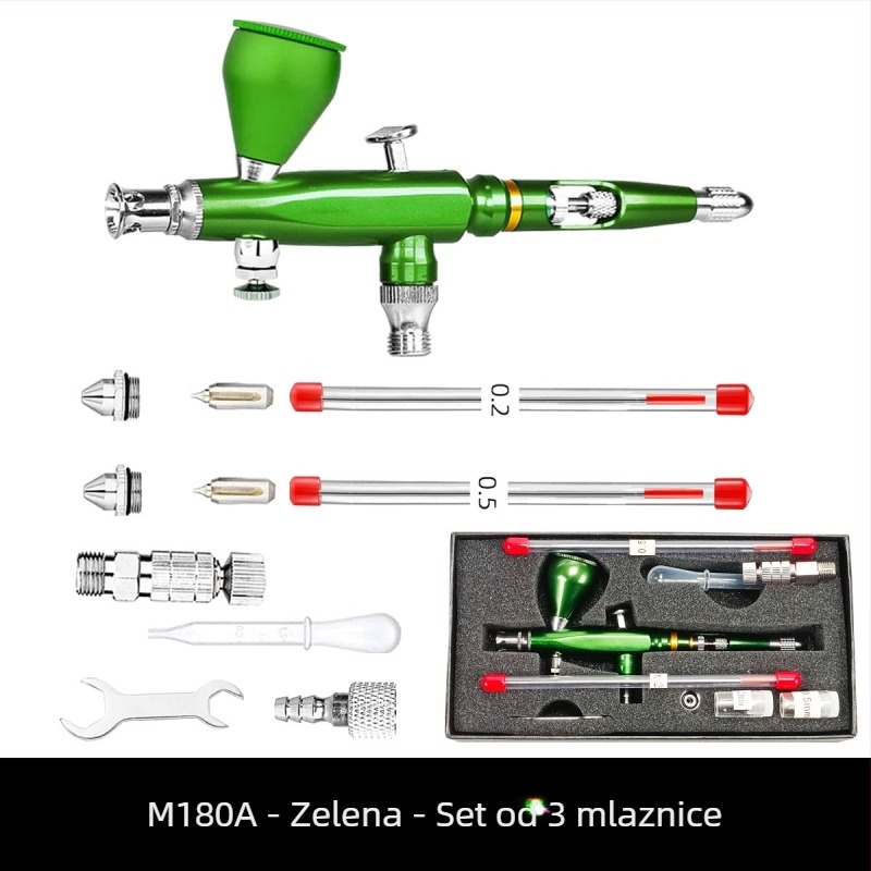 M180 airbrush olovka za bojenje, za automobile i modele, mlaznice 0.2/0.3/0.5 mm