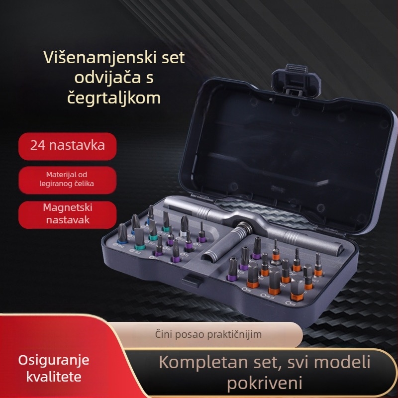 24-u-1 višenamjenski set odvijača s mehanizmom ratcheta i ključeva, S2 bitovi za kućnu upotrebu