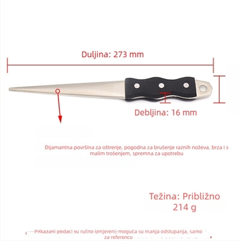 Dijamantni oštrač noževa, japanskog stila, crna ravna drška, kuhinjska upotreba, 0808D