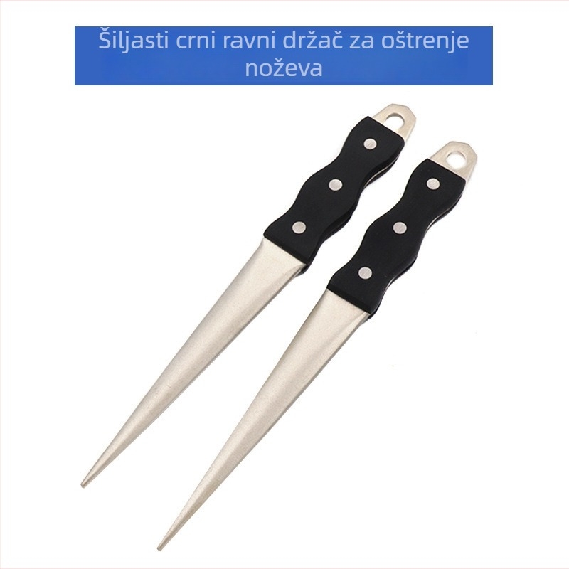 Dijamantni oštrač noževa, japanskog stila, crna ravna drška, kuhinjska upotreba, 0808D