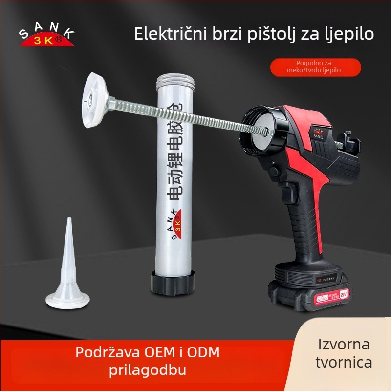 Električni pištolj za ljepilo s dvostrukom namjenom za staklo i strukturna ljepila