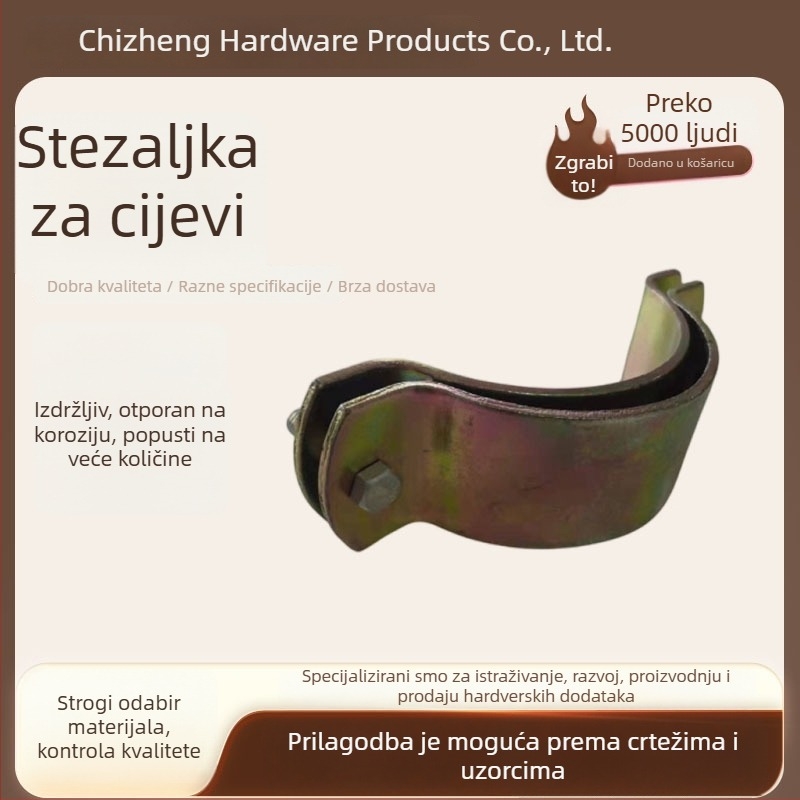 Plošna čelična polukružna stezaljka, ojačana cijevna stezaljka za kvadratne cijevi