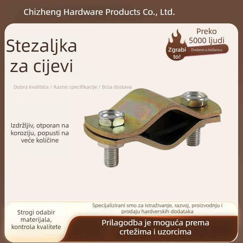 Plošna čelična polukružna stezaljka, ojačana cijevna stezaljka za kvadratne cijevi