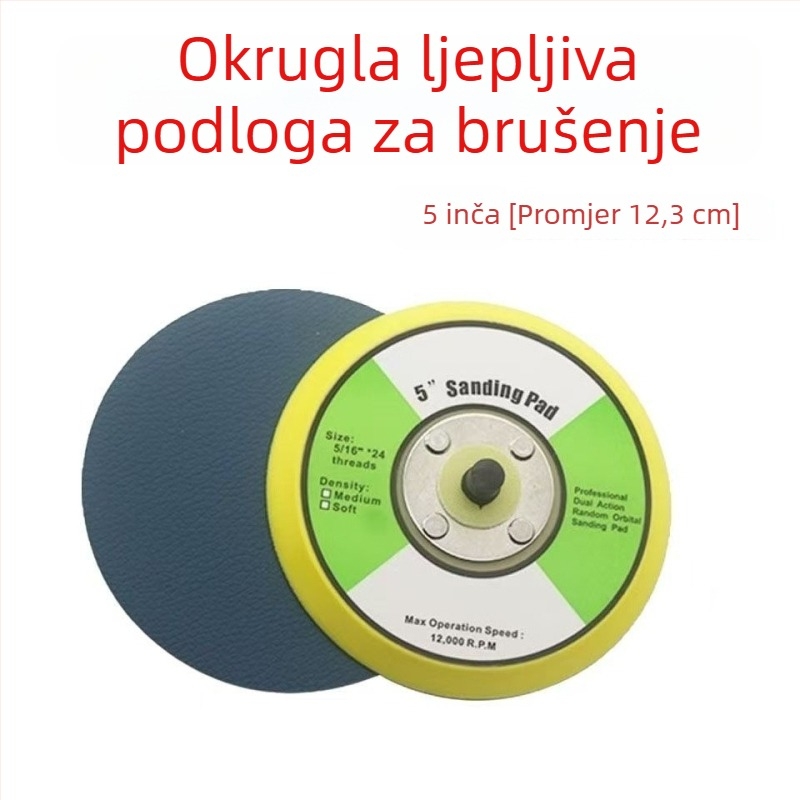 5-inčni pneumatski brusilica baza s diskom za suho brušenje, brusnim papirom i samoljepljivim diskom za poliranje