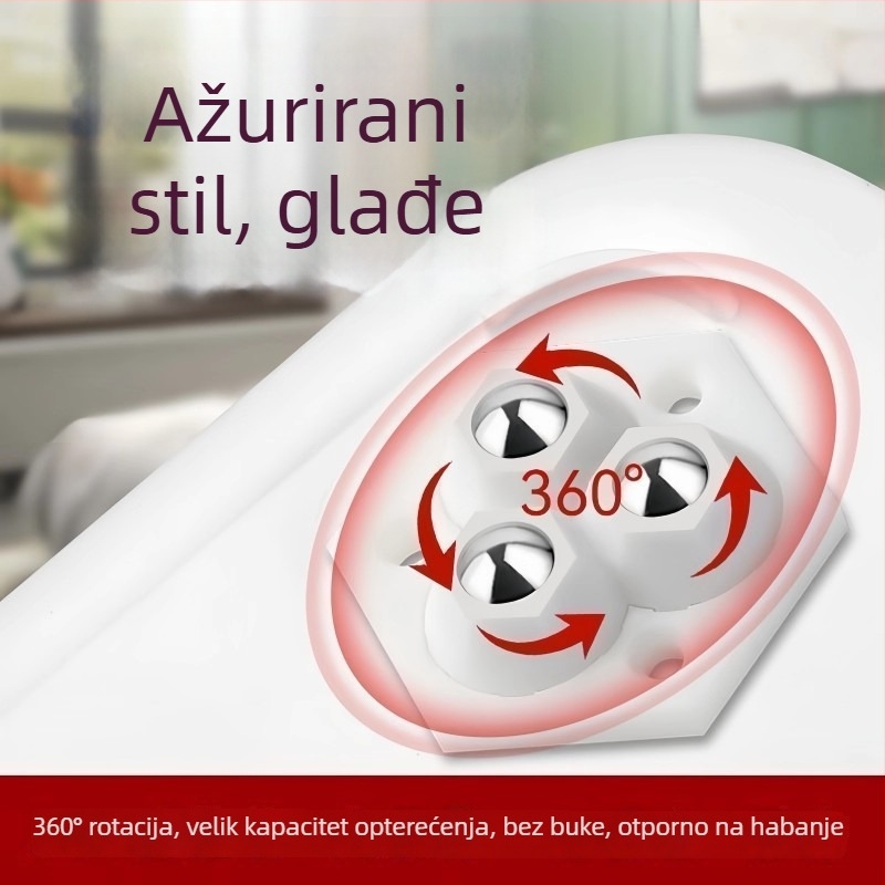 Ljepljiva tiha univerzalna kotačić za namještaj s trostrukim kugličnim ležajem, uklonjivo malo plastično kotač, otporno na habanje