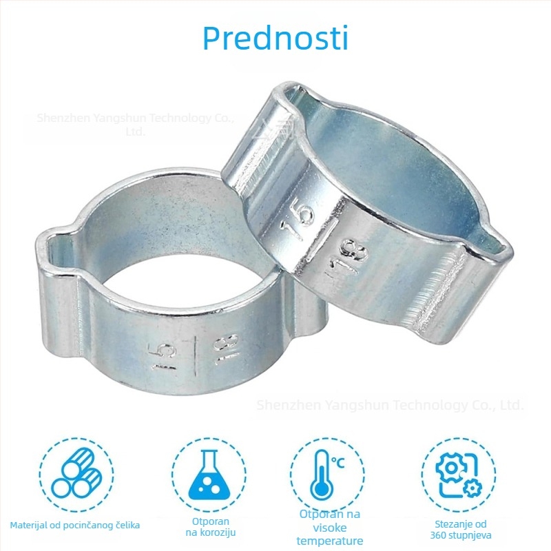 Set od 80 komada galvaniziranih čeličnih spona za crijeva s dvostrukim ušima, O-klip za lisanje, 5-20 mm