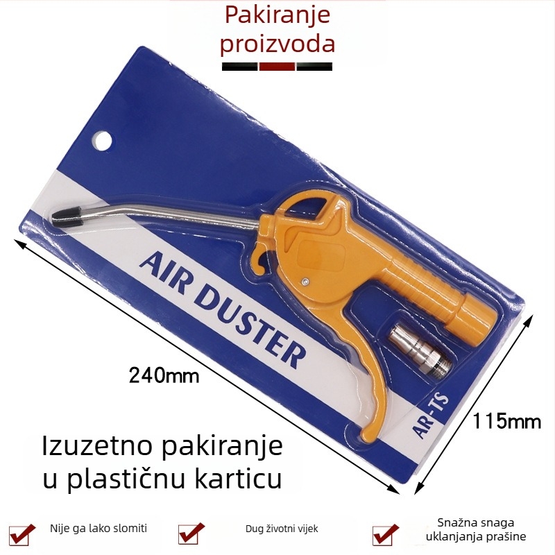 Pneumatsko pištolj za puhanje prašine – set s teleskopskom produžnom mlaznicom i opružnim cijevima