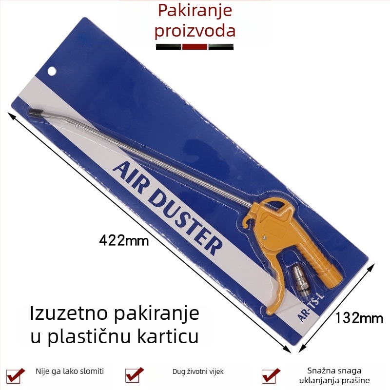 Pneumatsko pištolj za puhanje prašine – set s teleskopskom produžnom mlaznicom i opružnim cijevima