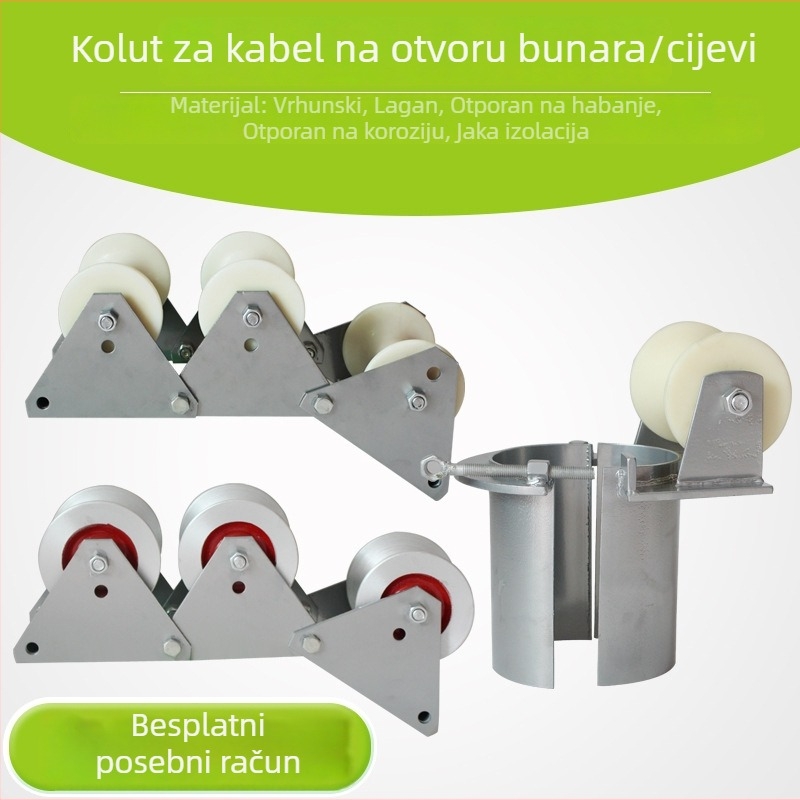 Trostruki skup kolotnih za kabel s kutom kolom i kolom za ulaz cijevi