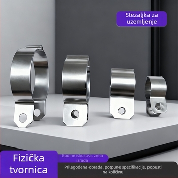 201 nehrđajući čelik uzemljivačka spona za metalne cijevi, U‑oblik držač cijevi, s prilagodljivim nominalnim i pričvrsnim promjerima; pogodno za električne primjene