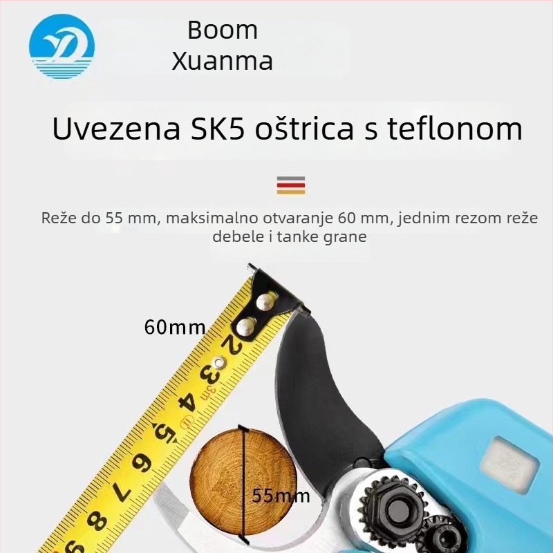 Električne škare za podrezivanje s litijskom baterijom, za voćke i vrt, visoka snaga, promjer rezanja 50 mm