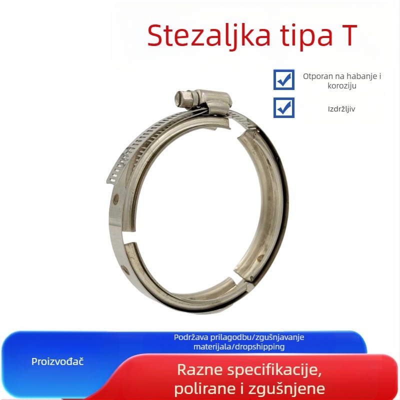 Spona za cijevi tipa T, 304 nehrđajući čelik, opružna spona za cijevi, snap-on tip