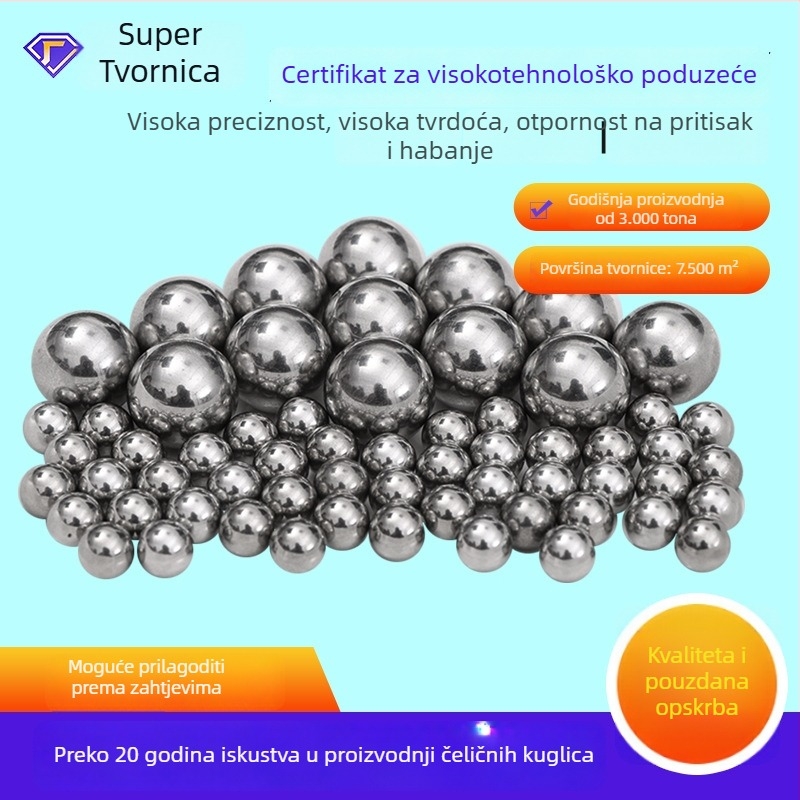 Čelične kuglice od ugljičnog čelika, čvrste kuglice za ležaje, dimenzije 3 mm i 25,4 mm, precizne čelične kuglice