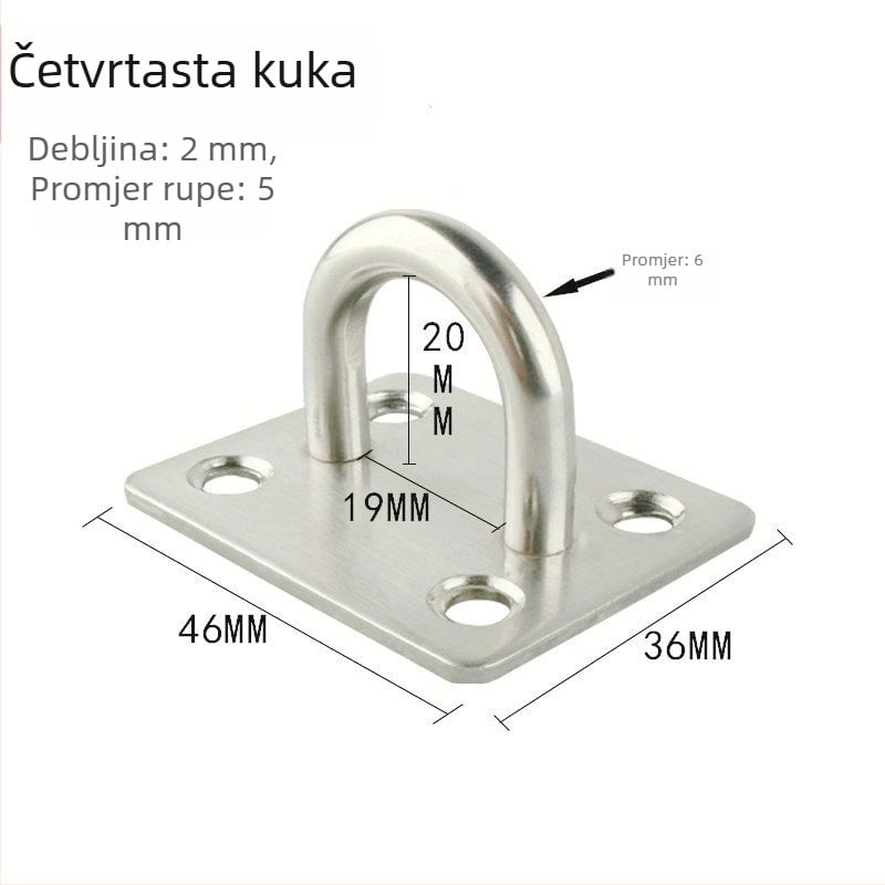 Nehrđajući čelični kvadratni kukica za zidni i stropni nosač — za vješanje ventilatora, rasvjetnog tijela, prstena i dodataka (težina nosivosti preko 30 kg)