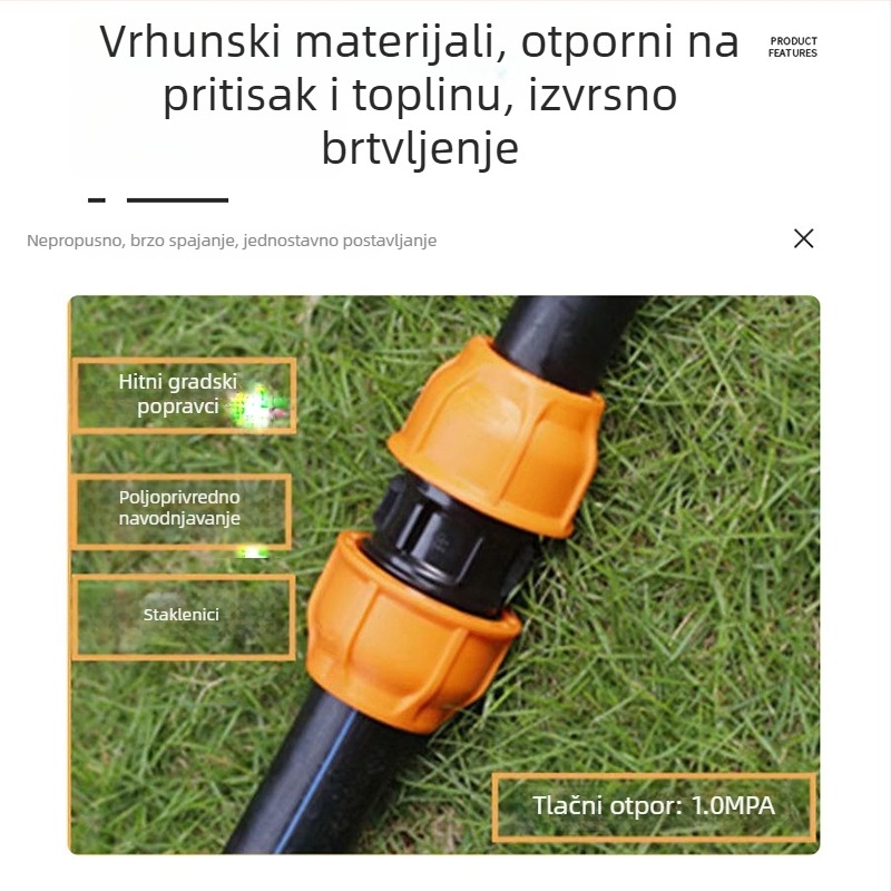 PE brze spojnice za navodnjavanje, visok tlak, četverostrano spajanje s kugličnim ventilom