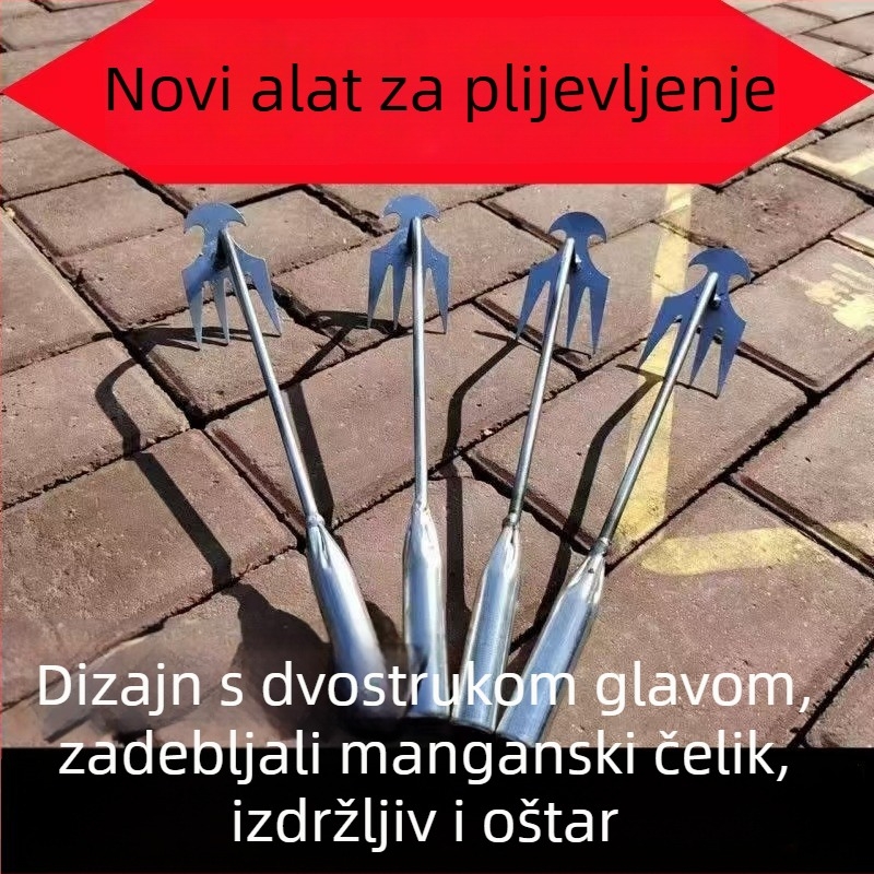 Višenamjenski alat za uklanjanje korova s korijenima, vrtna grabljica od mangan čelika za prozračivanje tla