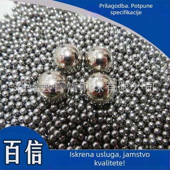 Loptice od ležajnog čelika GCr15, veličine 5–12 mm (5, 6, 7, 7,938, 8, 9, 10, 11, 12 mm); otporne na habanje i izdržljive.