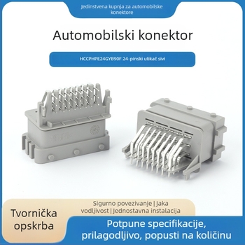 HCCPHPE24GYB90F: Sivi 24-pinski automobilni konektor – utičnica i priključak za kabel na 24P