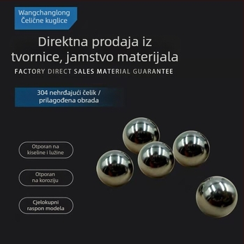 Precizne čelične kuglice od nehrđajućeg čelika, ugljičnog čelika i čelika za ležaje; bušene čelične kuglice; PP plastične kuglice; polirana površina; veličine 0,5–100 mm