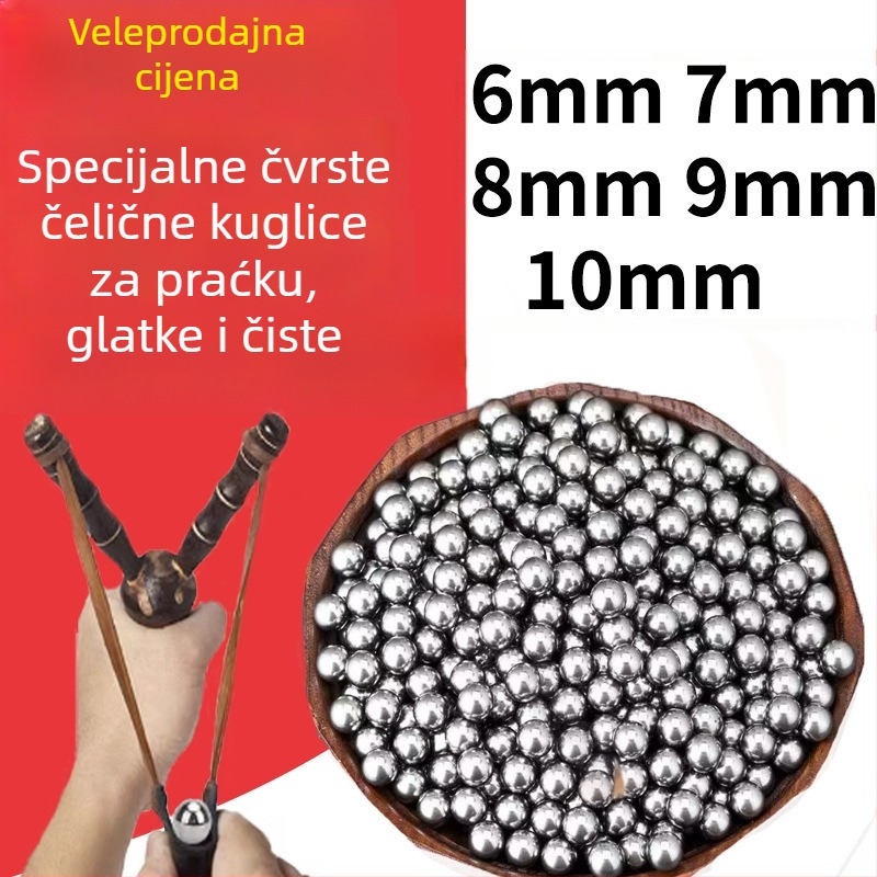 Čelične kuglice za prak, polirane, 6–10 mm