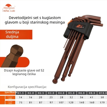 Hex ključ s prilagodljivim kliznim nosačem, prilagođivi materijal, boja i uzorak, kuglična glava, srednje do ekstra dugački