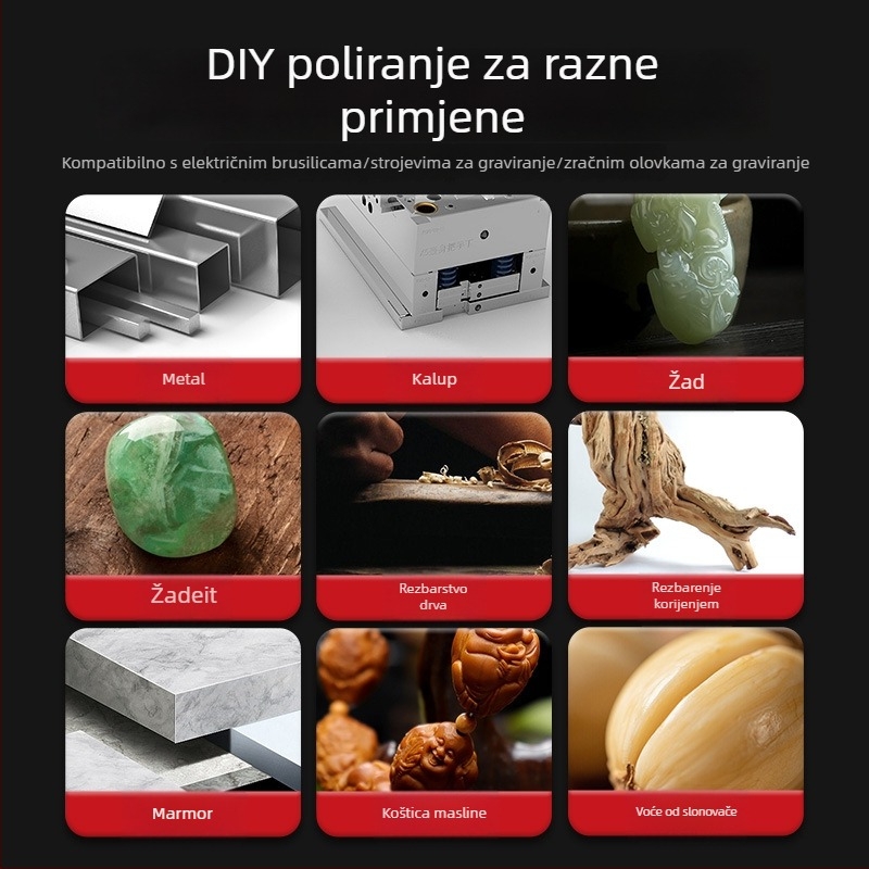 Električna glava za brušenje s dijamantnim abrazivnim diskom, 3 mm osovina, metalna glava za poliranje