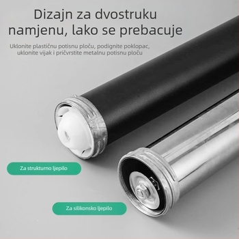 Strukturni pištolj za ljepilo s dvostrukom staklenom cijevi, ručna okretna glava od nehrđajućeg čelika, model 995, dvostruka namjena
