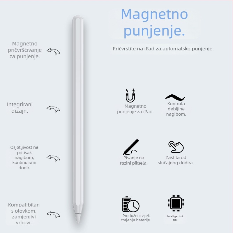 iPad kapacitivni stylus s magnetskim punjenjem, Bluetooth stylus za tablet