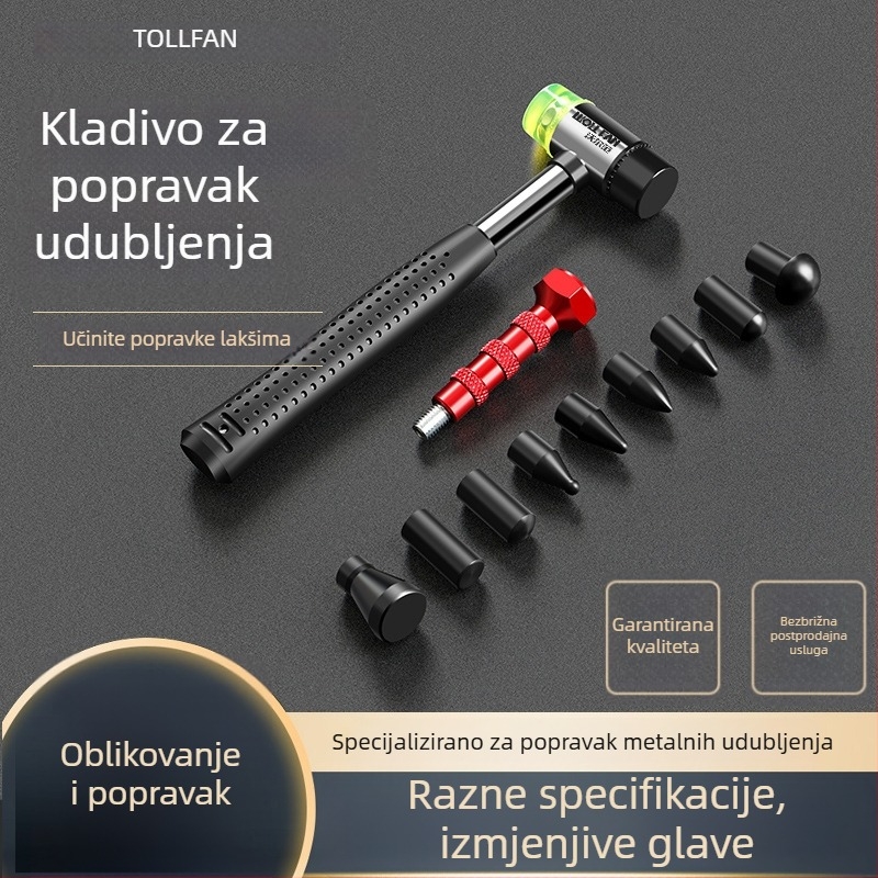 Alat za popravak udubljenja karoserije automobila s nivelirajućom olovkom i gumovim čekićem za nevidljivo izravnavanje površine