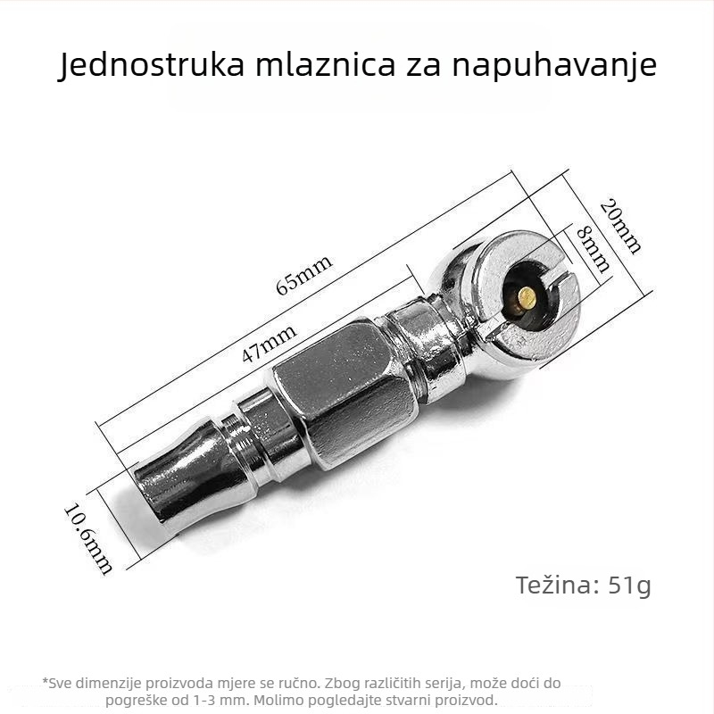 T-tip dvostruka glava mlaznica pumpe za popravak guma na električne bicikle