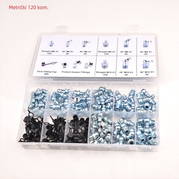 QP11 Set maznih priključaka, metrički i imperijalni veličine, 120Pcs/240Pcs, M6 M8 M10, 1/4 SAE, 1/8 NPT