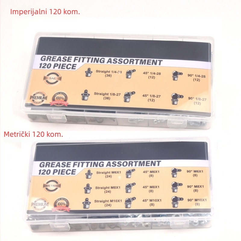 QP11 Set maznih priključaka, metrički i imperijalni veličine, 120Pcs/240Pcs, M6 M8 M10, 1/4 SAE, 1/8 NPT