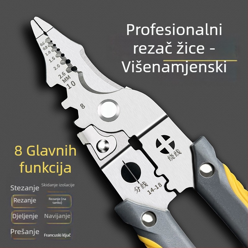 9-inčni višestruki klešta za skidanje izolacije žice, šiljasta čeljust, krimpanje
