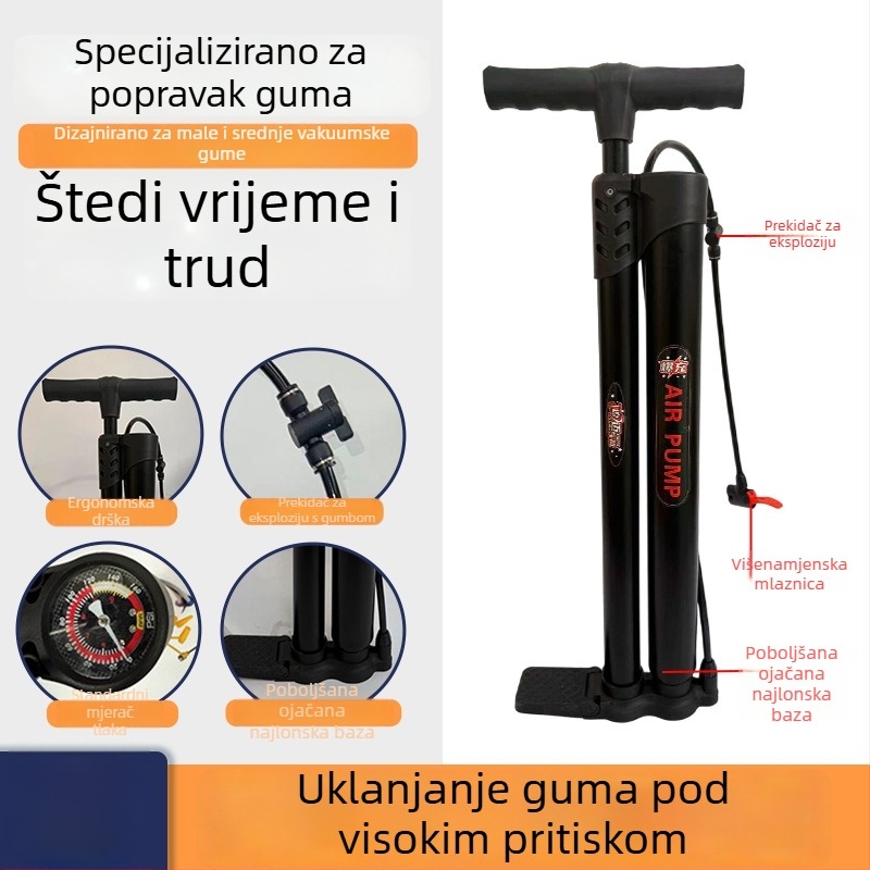 Pumpa za zrak s manometrom, univerzalna za električne skutere i bicikle